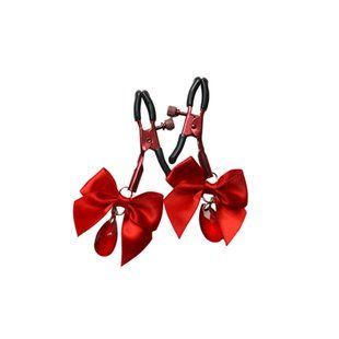 Затискачі для сосків з регулюванням Art of Sex - Flirty Bow, колір червоний SX3766 фото