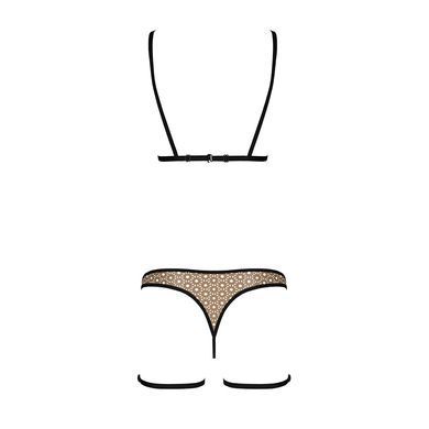 Еротичний комплект спідньої білизни Passion GABI SET L/XL beige, трусики з гартерами SO8436 фото