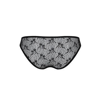 Трусики-слипы с кружевной сеточкой Passion DINA THONG S/M, black SO5341 фото