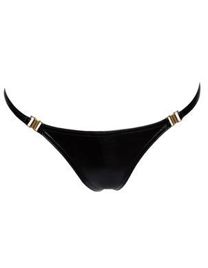 Трусики с мокрым эффектом Noir Handmade P008 Powerwetlook panty with gold clasp, L, на застежках SX0173 фото