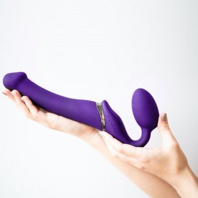 Безремневой страпон с вибрацией Strap-On-Me Vibrating Violet M диаметр 3,8 см, пульт ДУ, регулируемый SO3825 фото