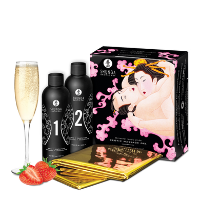 Гель для NURU-масажу Shunga Oriental Body-to-Body &ndash; Sparkling Strawberry Wine плюс простирадло SO2551 фото