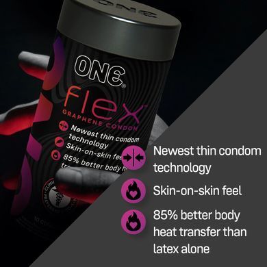 Презервативы ONE Flex Graphene, 10 шт, супертонкие, очень прочные, подарочная упаковка-тубус SX0787 фото