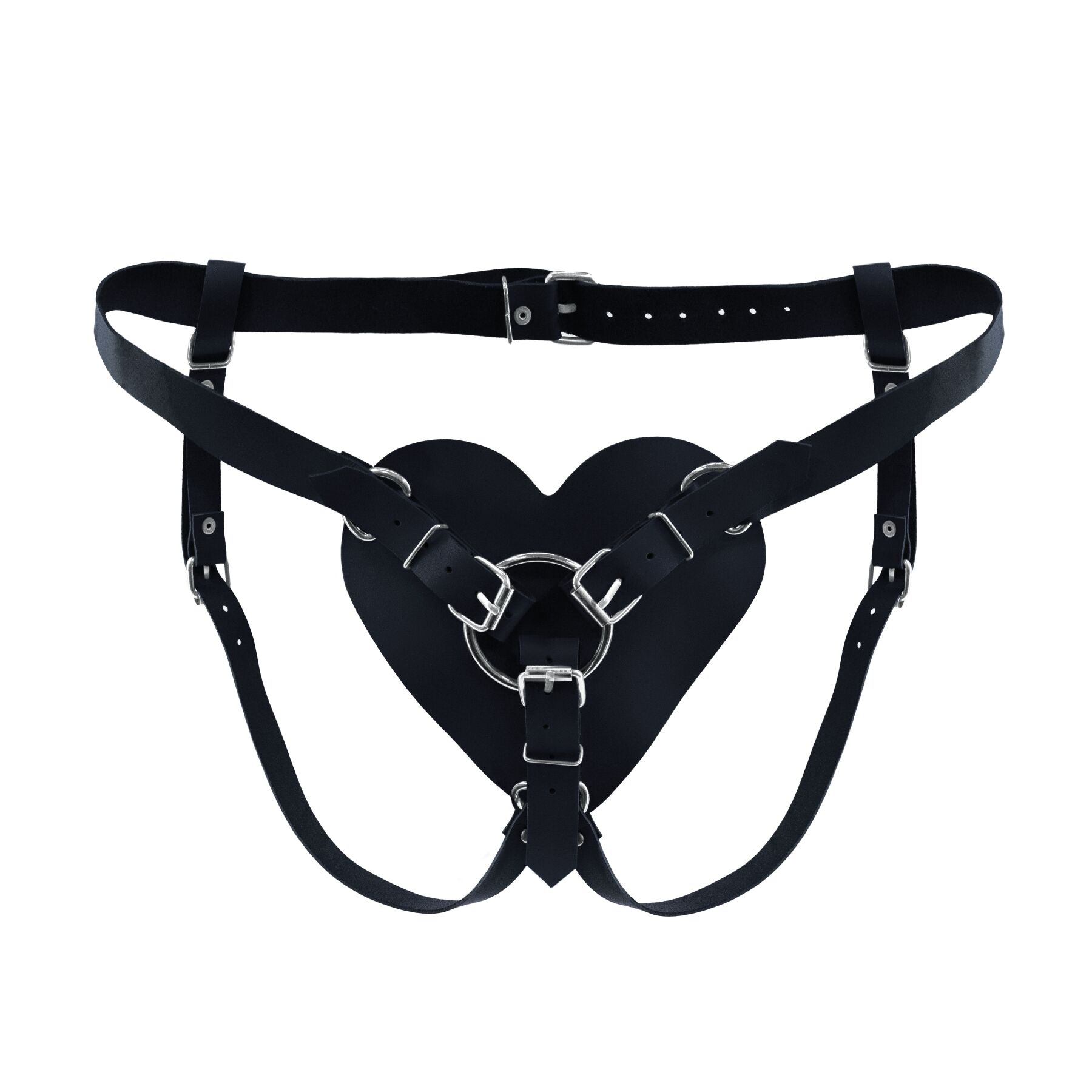 Трусики Серце для страпону з натуральної шкіри Feral Feelings - Hearts Strap-on Belt Red