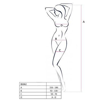 Сітчастий бодістокінг Passion BS062 One Size, Black, комбінезон, імітація панчіх, відкритий доступ PBS062B фото