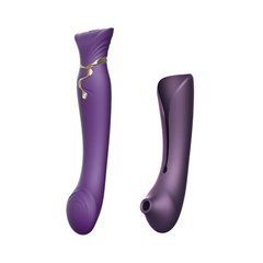 Смартвібратор 3в1 Zalo &mdash; Queen Set Twilight Purple, пульсівна перлина та вакуум, кристал Swarovski SO6664 фото