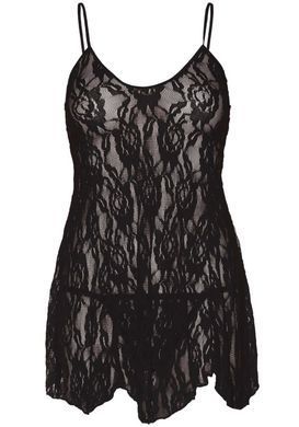 Сорочка бебі-дол Leg Avenue Rose Lace Flair Chemise Black, Queen Size SO9102 фото