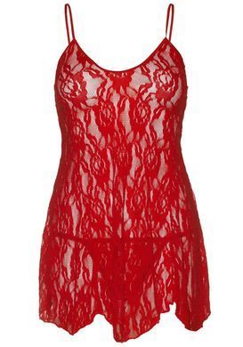 Сорочка бебі-дол Leg Avenue Rose Lace Flair Chemise Red, Queen Size SO9103 фото