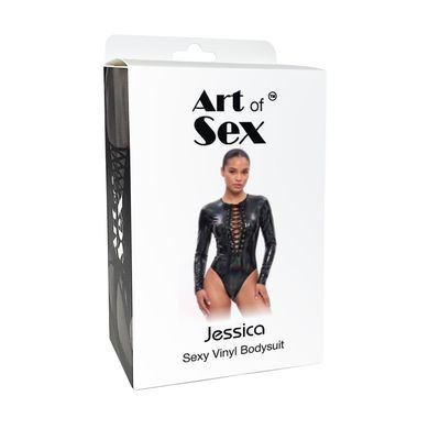 Вінілове боді з рукавами Art of Sex - Jessica, з ефектом мокрого оксамиту, розмір XL SX4699 фото