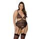 Корсет с пажами Passion AMBERLY CORSET 6XL/7XL, black, ассиметричный крой, кружева, стринги SO7052 фото 1