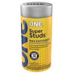 Презервативи ONE Super Studs, 12 шт, з точковим рельєфом, зі змазкою, подарункове паковання-тубус SX0791 фото