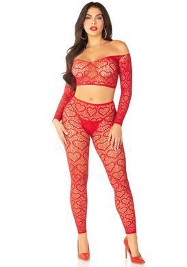 Комплект топ і легінси Leg Avenue Off The Shoulder, One Size, Red, довгий рукав SX1749 фото